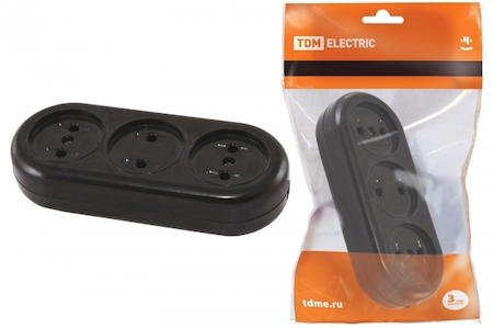 TDM ELECTRIC SQ1806-0104 Розеточная колодка 3 гнезда 2П 16А макс. "Ретро" 250B (карболит) TDM